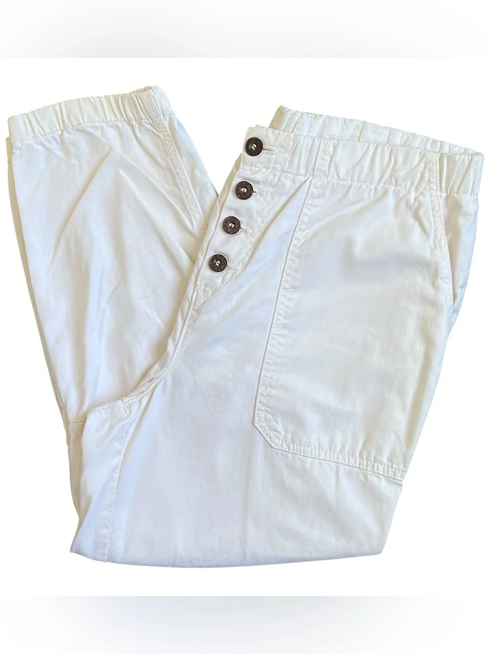 Free People Women's Ivory High-Waist Cropped Jogger Pants Size M